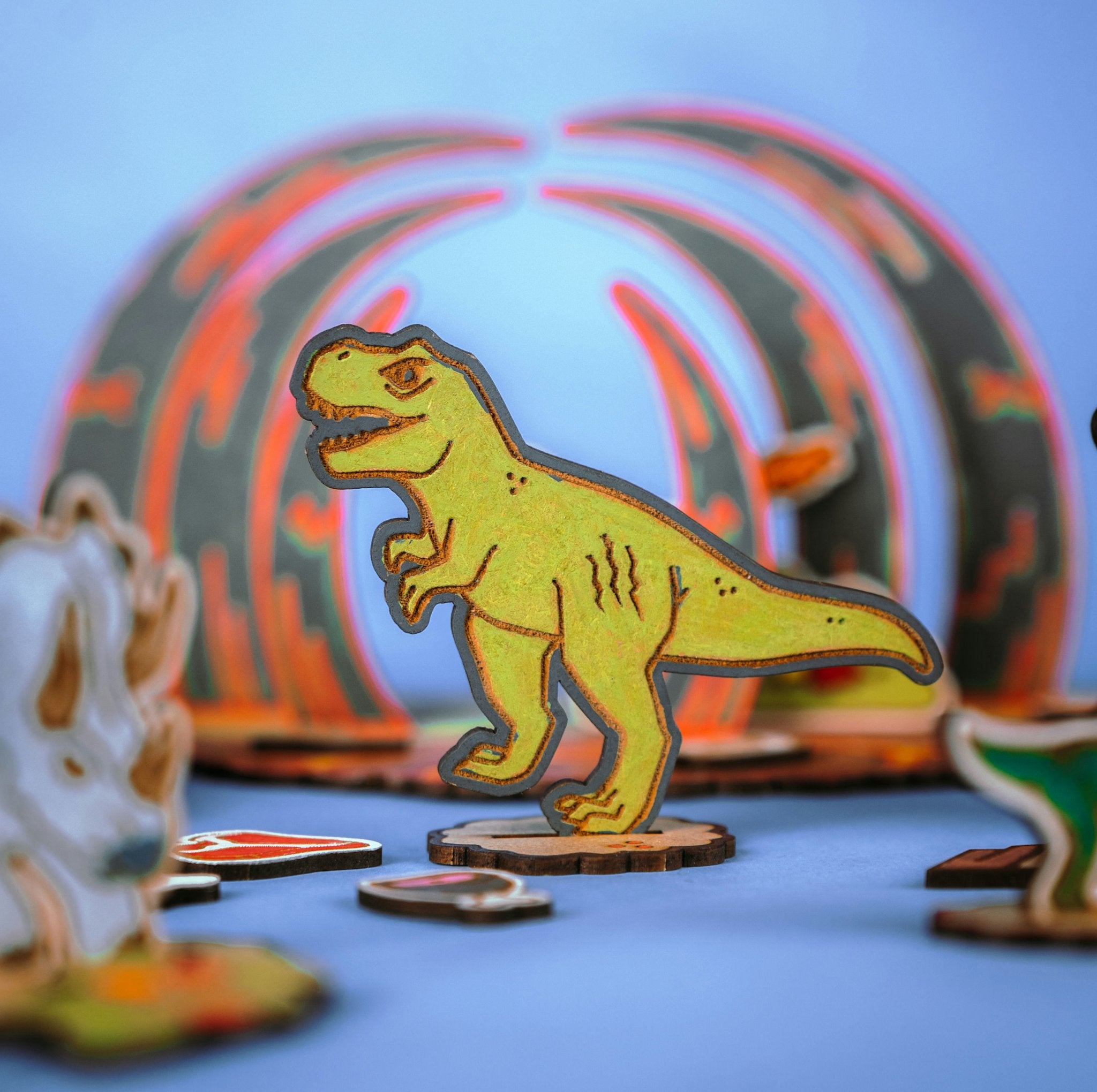 Crateit | Dinosaurus Wood Toys | Het gevecht in de wildernis